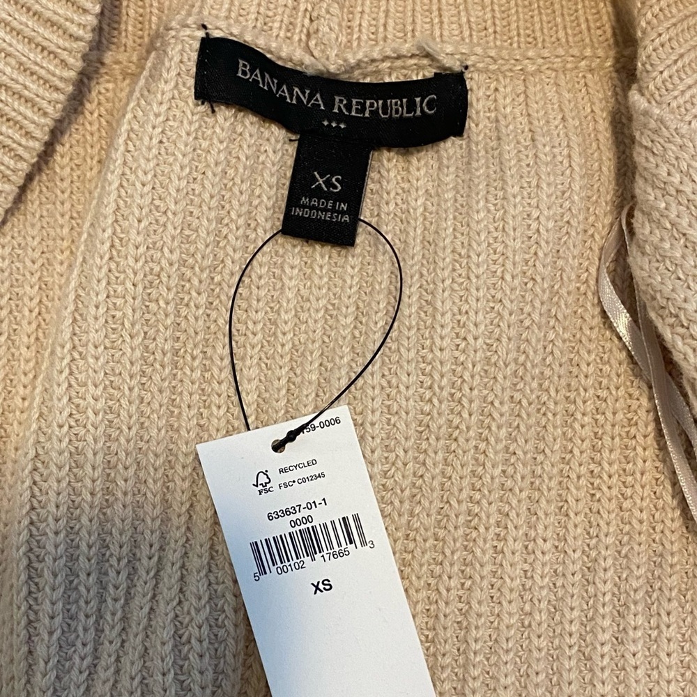 Banana Republic Cotton Ribbed Cardigan Sweater XS New - Picture 5 of 5